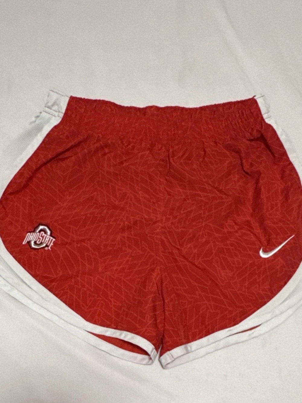 Nike Red Women's Athletic Shorts with White Trim